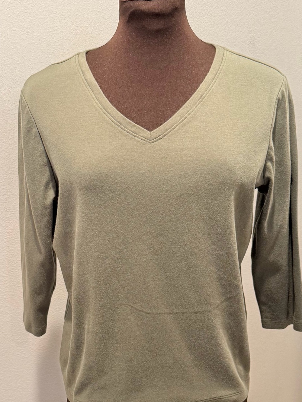 L.L.Bean 3/4 sleeve v neck cotton tee. Size Petite medium.